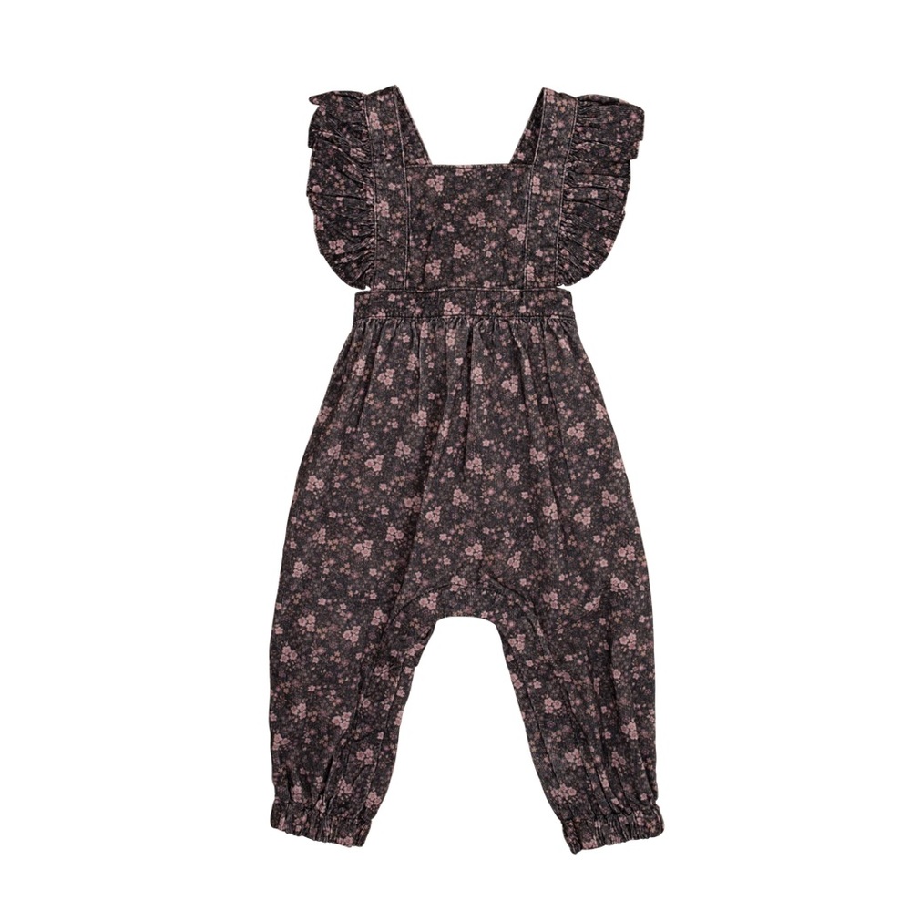 Jamie Kay Organic Cotton Pincord Lucy Playsuit - Size 5Y- Peony Floral